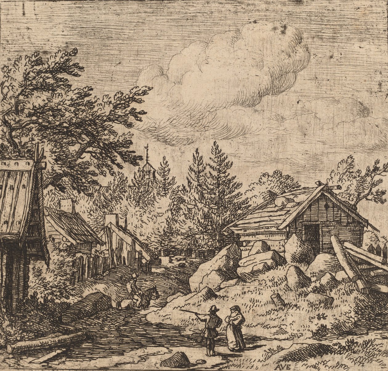 Hamlet en terreno montañoso, probablemente c. 1645-1656 de Allart van Everdingen
