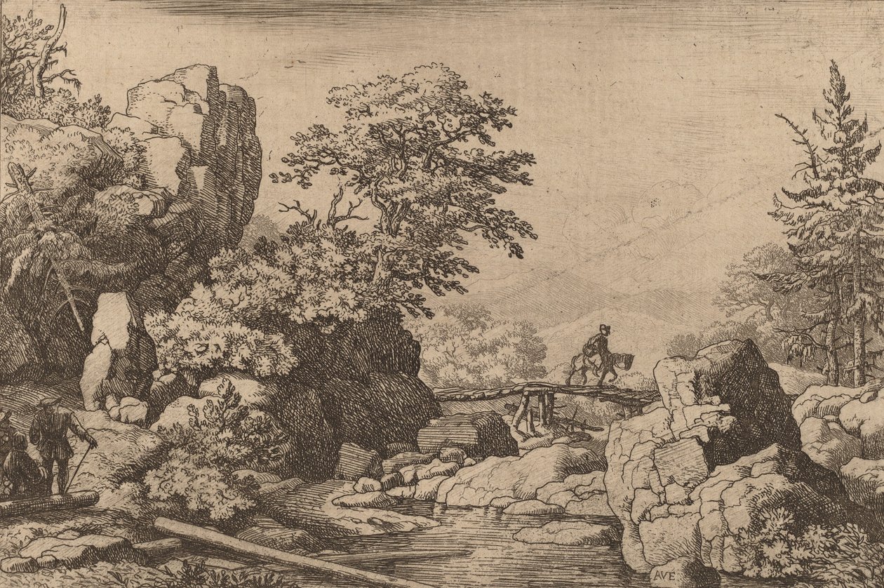 Jinete en un puente, probablemente c. 1645-1656 de Allart van Everdingen