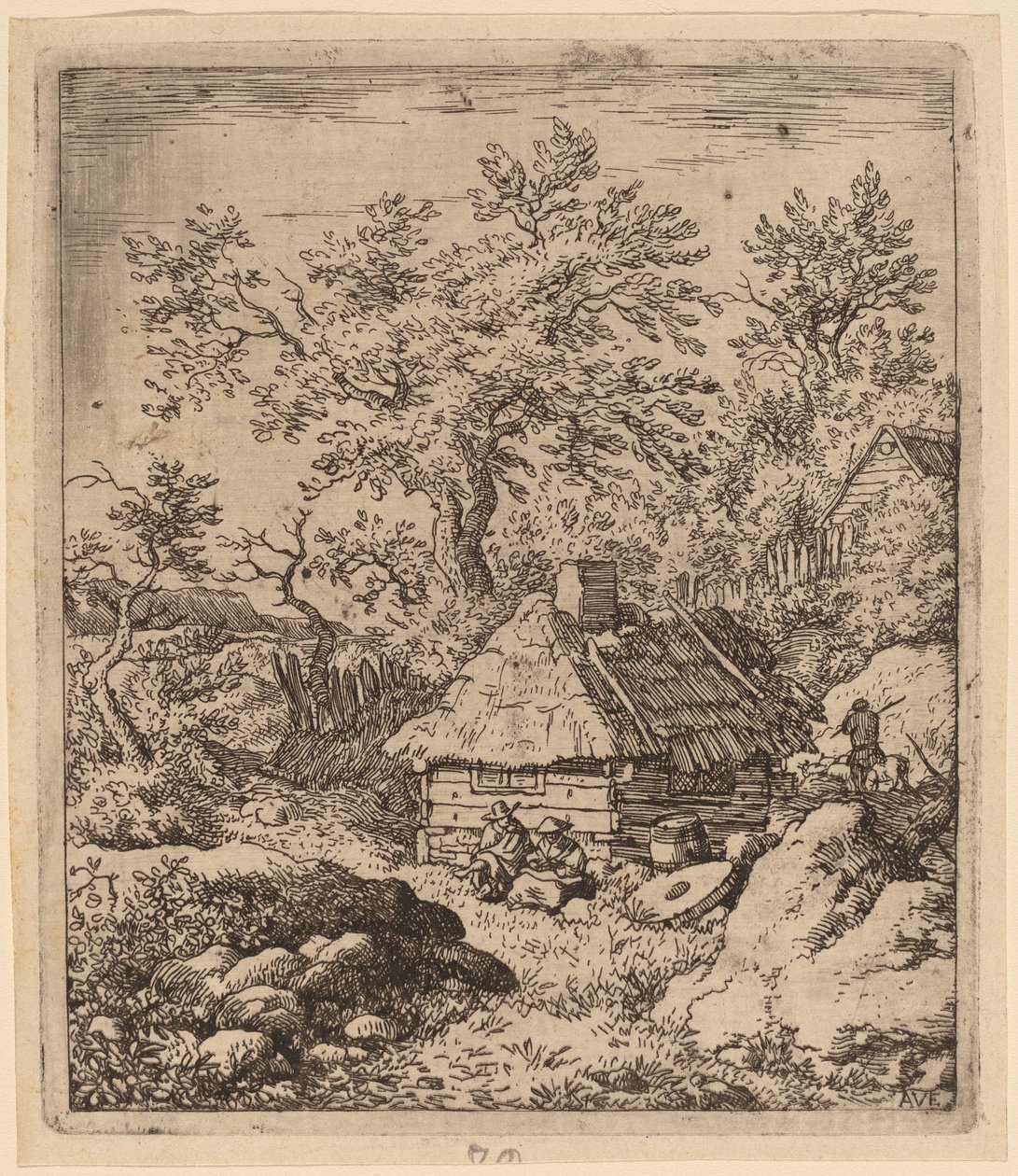 Paisaje con Piedra de Molino cerca de un Barril de Allart van Everdingen