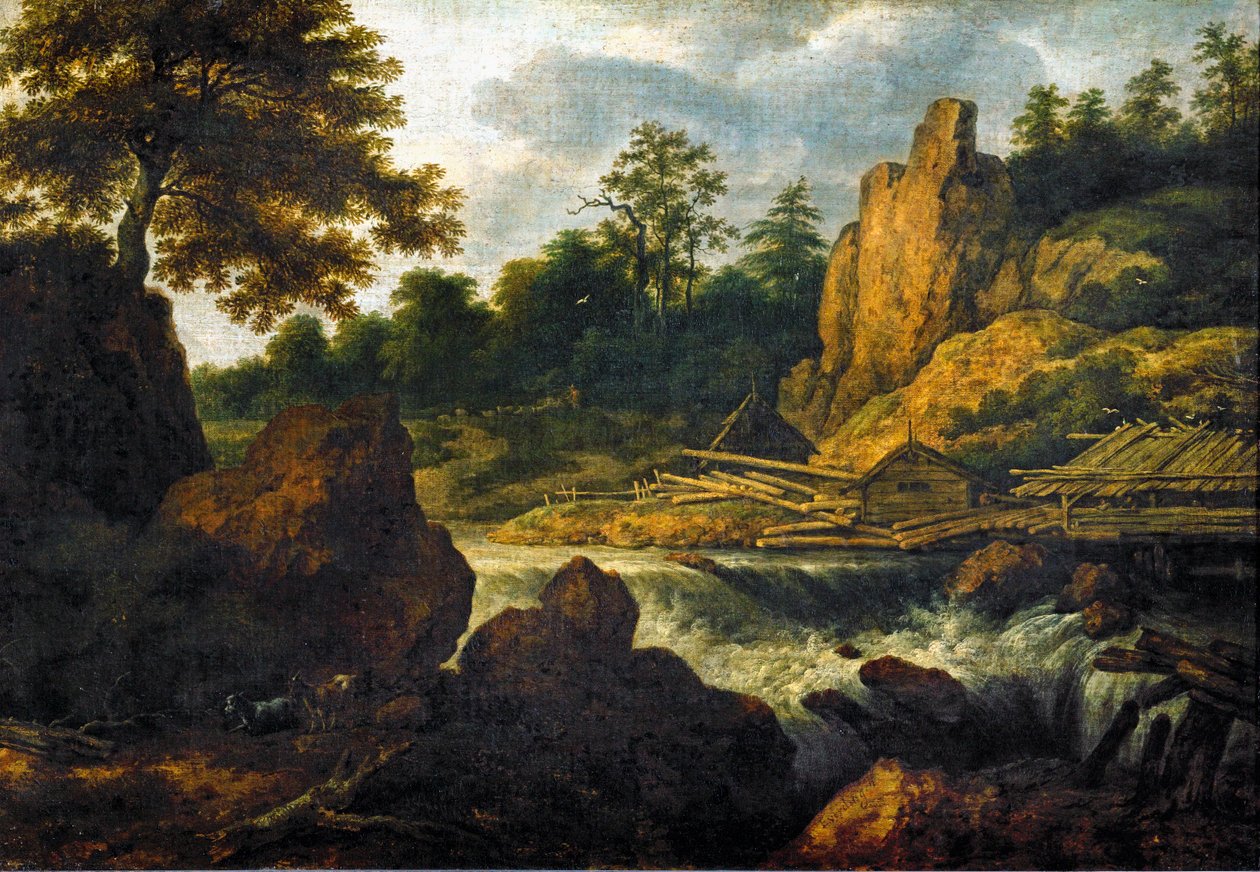 Paisaje con aserradero (óleo sobre lienzo) de Allart van Everdingen