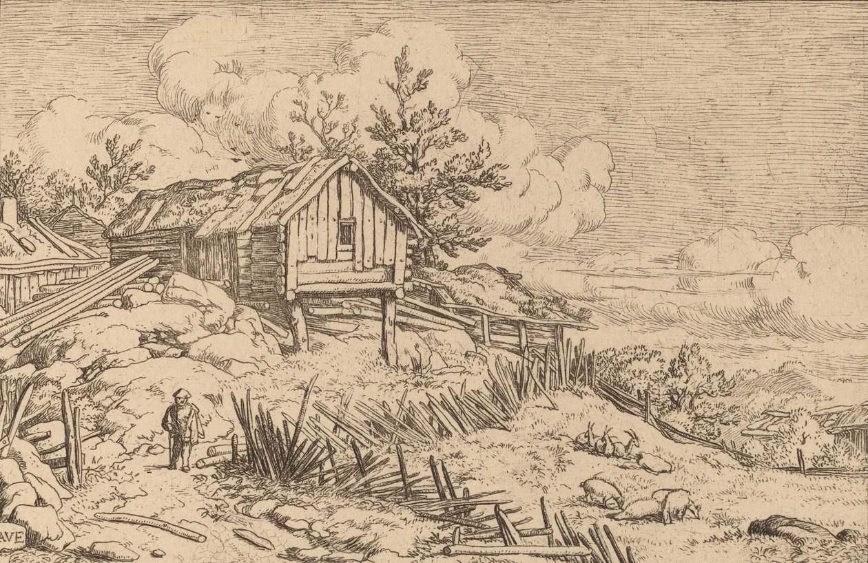 Hombre cerca de la entrada de un seto ruinoso, probablemente c. 1645-1656 de Allart van Everdingen