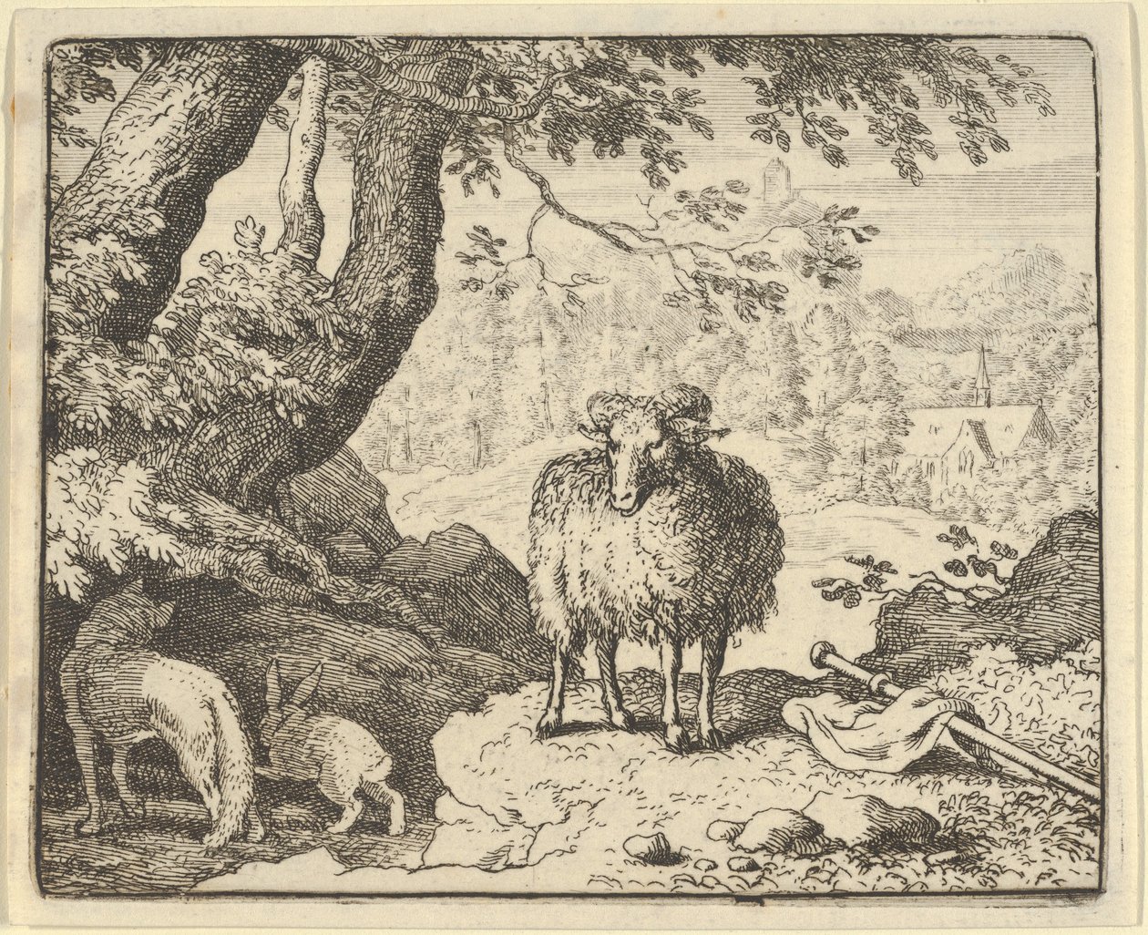 Renard Convence al Conejo de Entrar en su Madriguera y lo Mata, 1650-75 de Allart van Everdingen