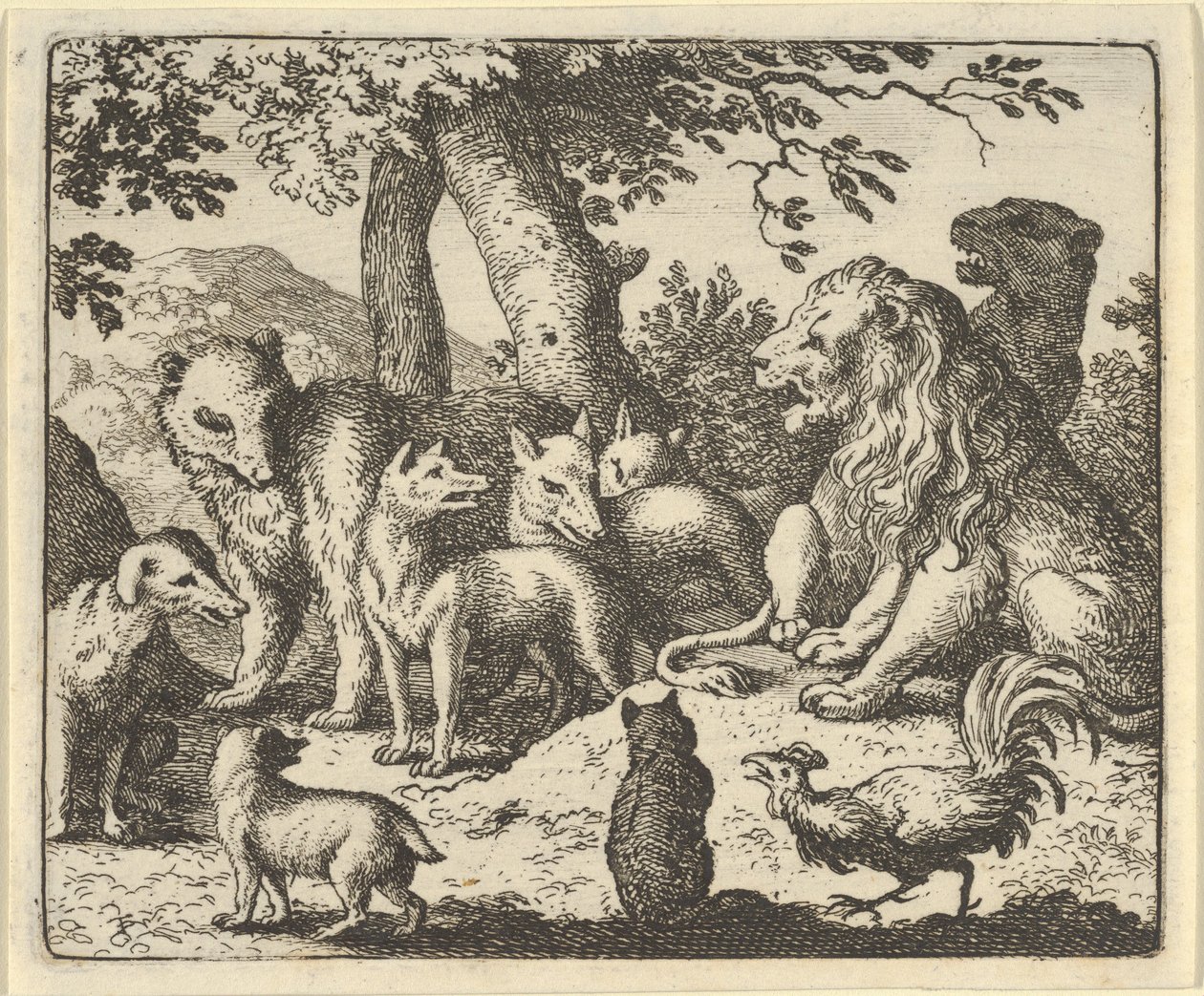 Renard se exonera de sus crímenes ante el león, 1650-75 de Allart van Everdingen
