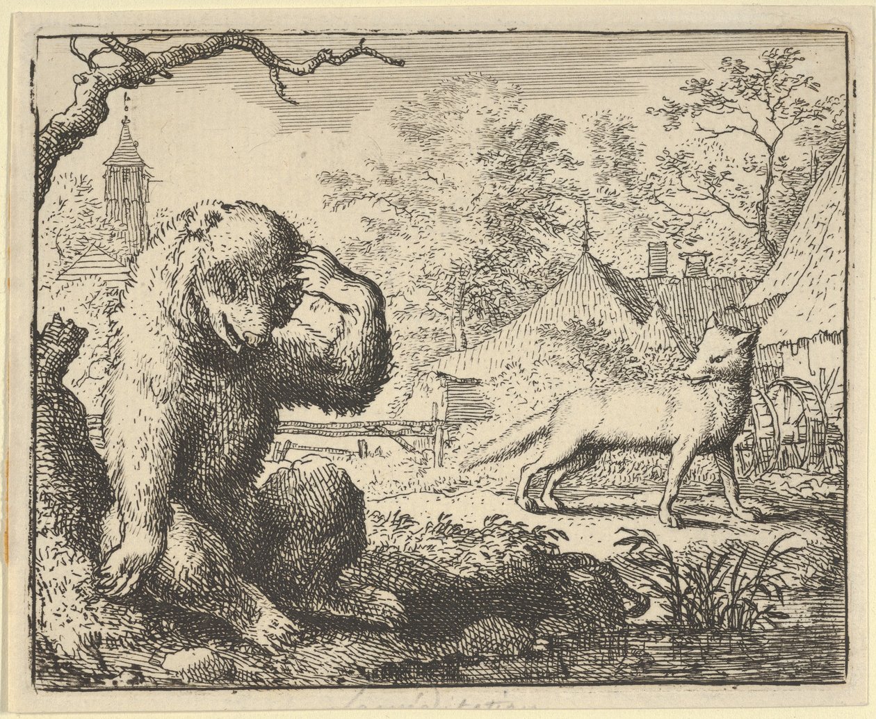 Renard se burla del oso, 1650-75 de Allart van Everdingen