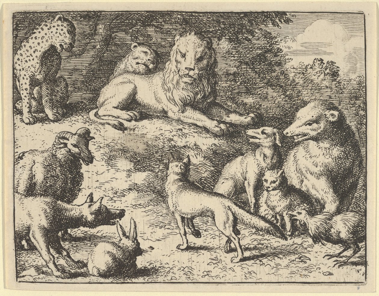 Renard es acusado por los animales ante el león, 1650-75 de Allart van Everdingen