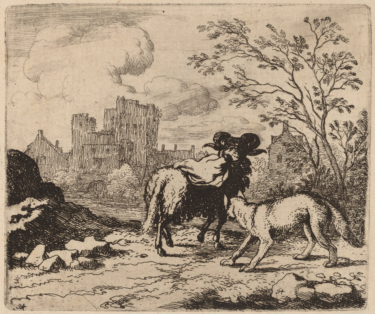 Reynard pide al carnero que entregue un documento, probablemente c. 1645-1656 de Allart van Everdingen