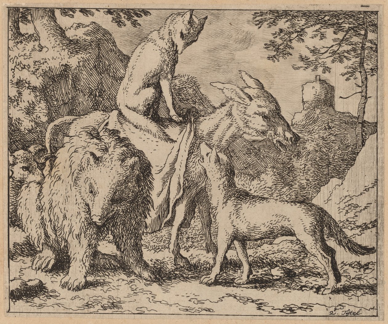 Reynard sentado sobre el asno, probablemente c. 1645-1656 de Allart van Everdingen