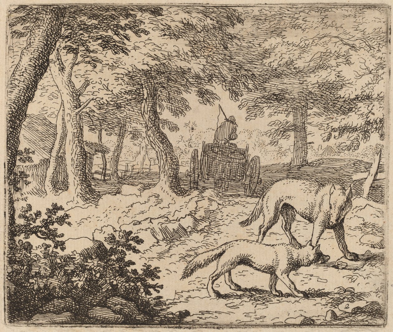 Reynard y el lobo ante el carro de pescado, probablemente c. 1645-1656 de Allart van Everdingen