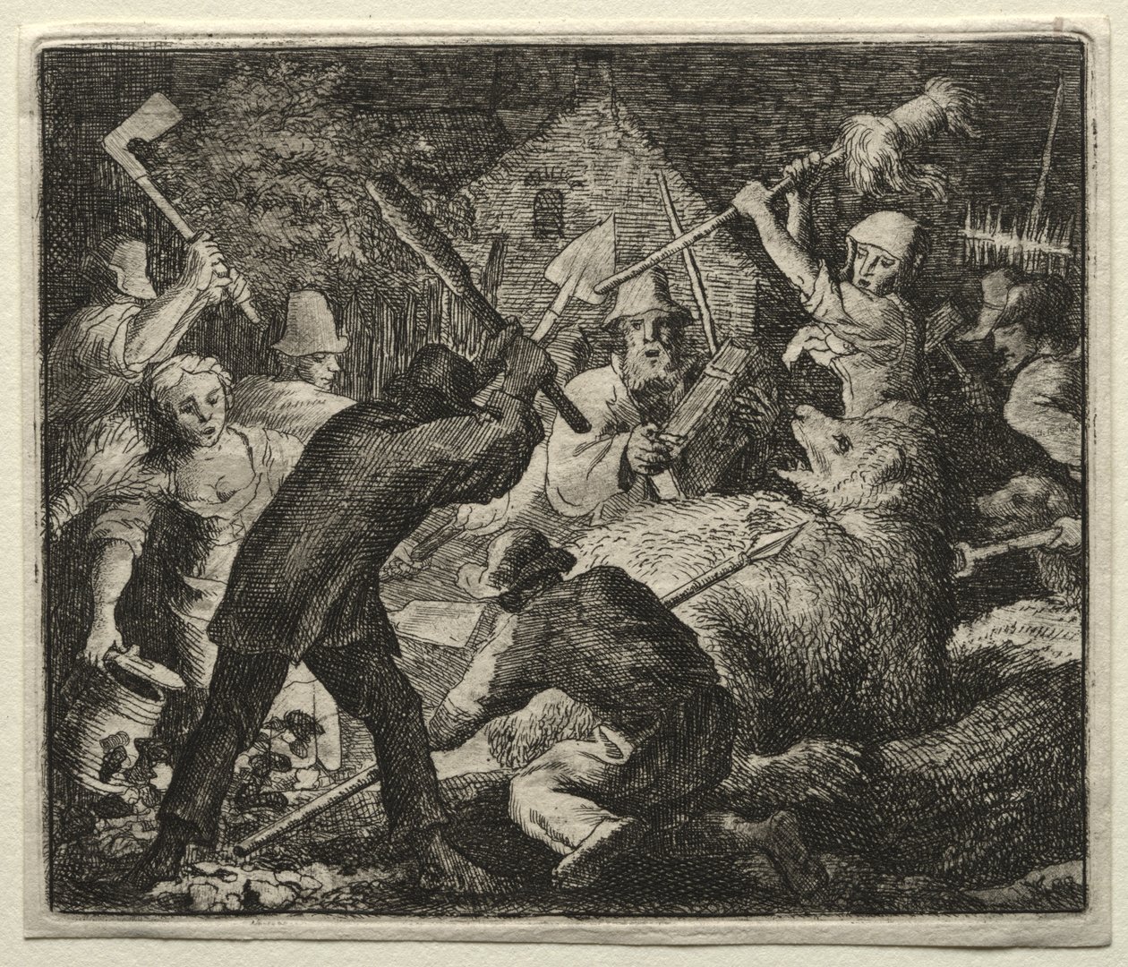 Reynard the Fox:  Peasants Attack the Bear de Allart van Everdingen