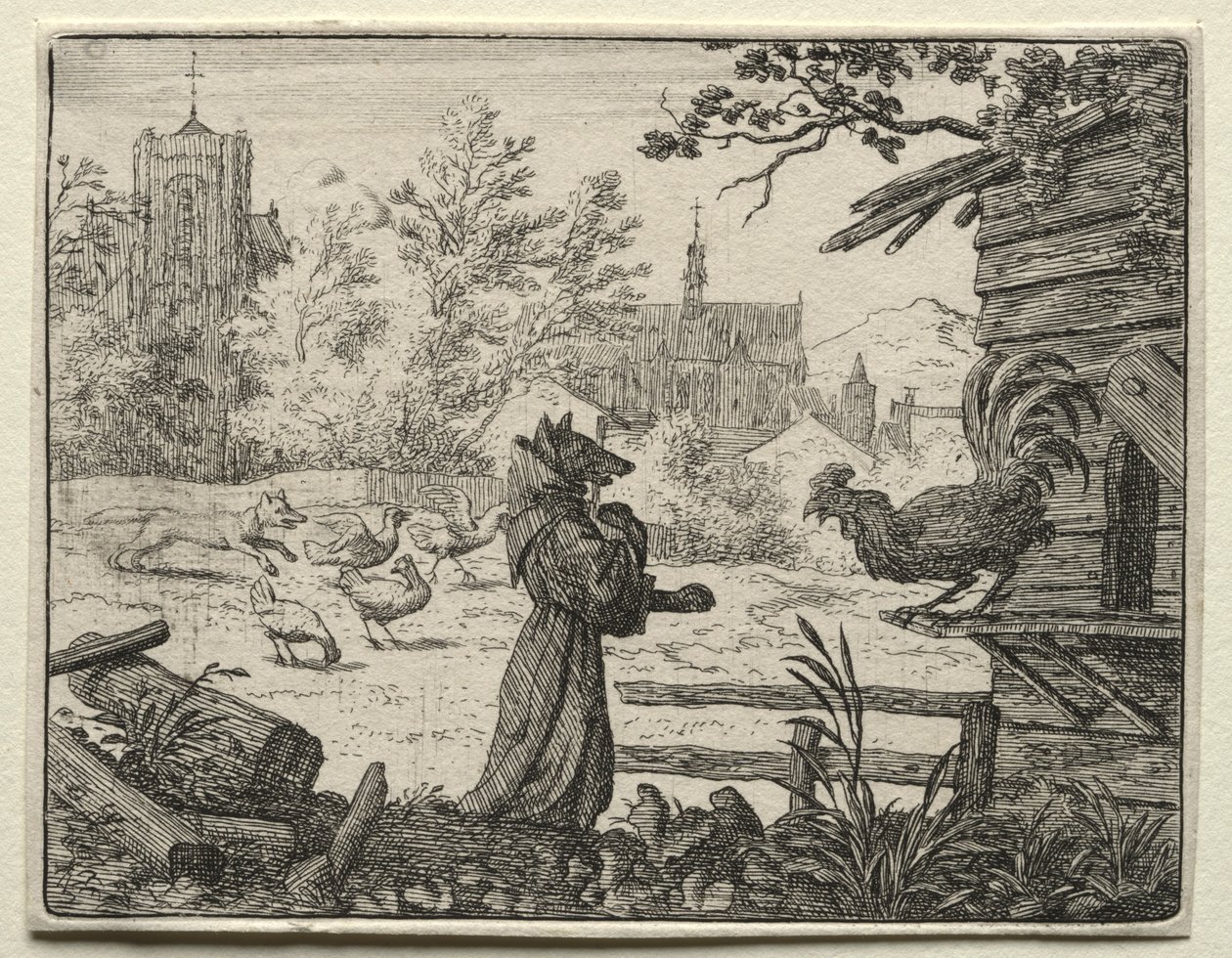 Reynard el Zorro: Reynard disfrazado de monje de Allart van Everdingen