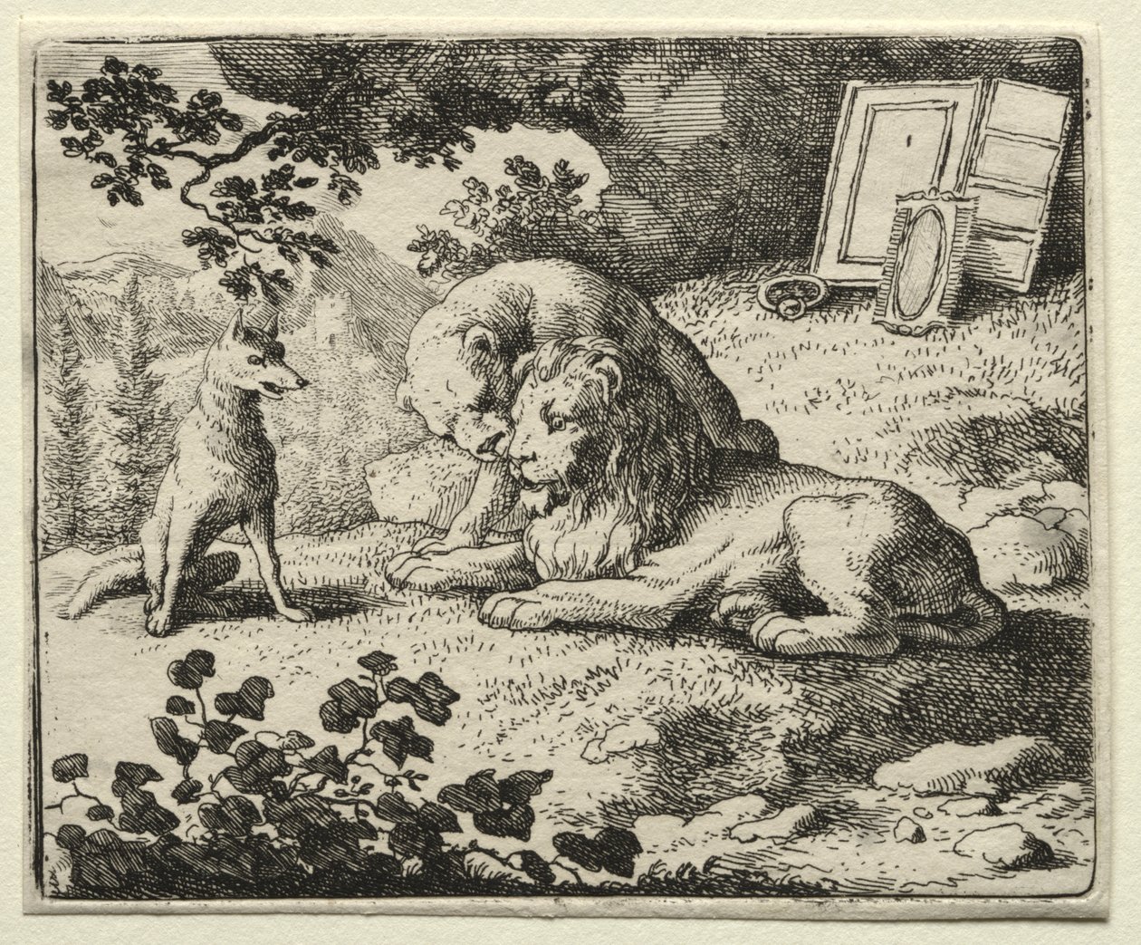Reynard the Fox:  Reynard Promises Gifts to the Lion de Allart van Everdingen