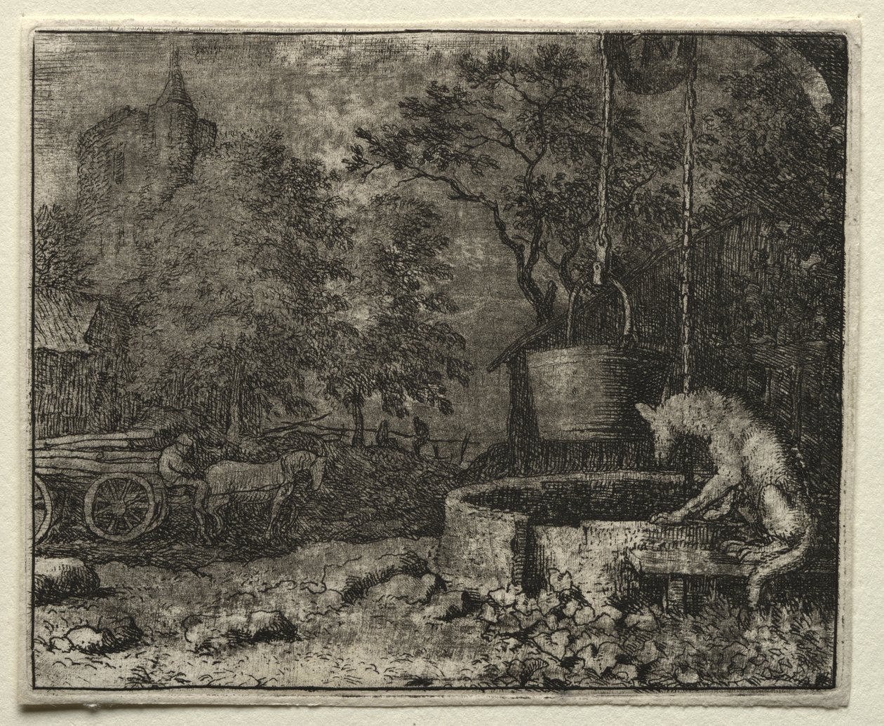 Reynard the Fox:  Reynard Tricks the Wife of the Wolf de Allart van Everdingen