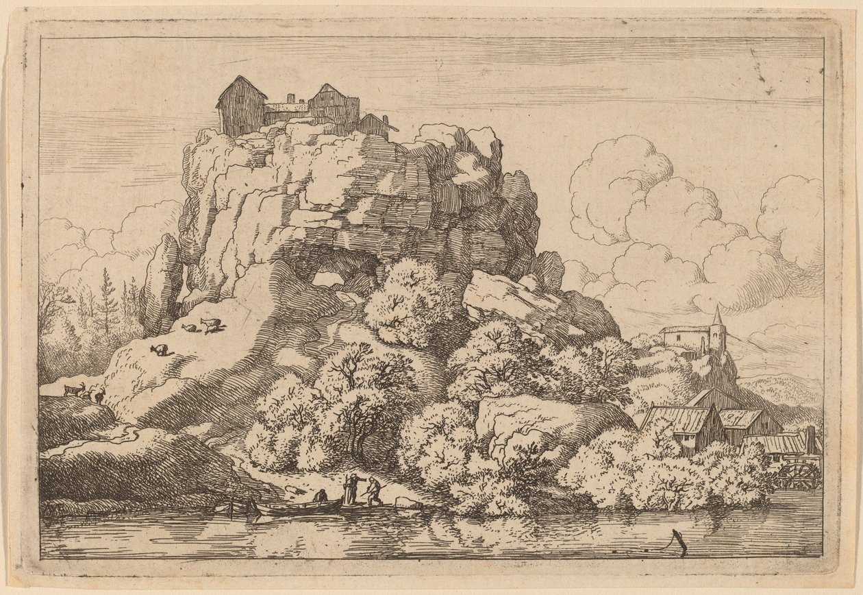 Río al pie de una roca alta, probablemente c. 1645-1656 de Allart van Everdingen