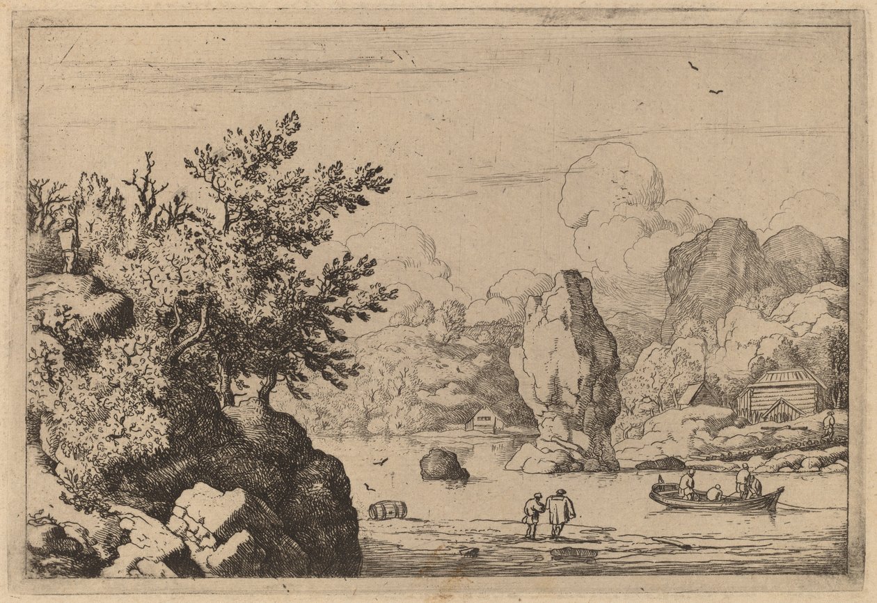Roca en el medio de un río, probablemente c. 1645-1656 de Allart van Everdingen
