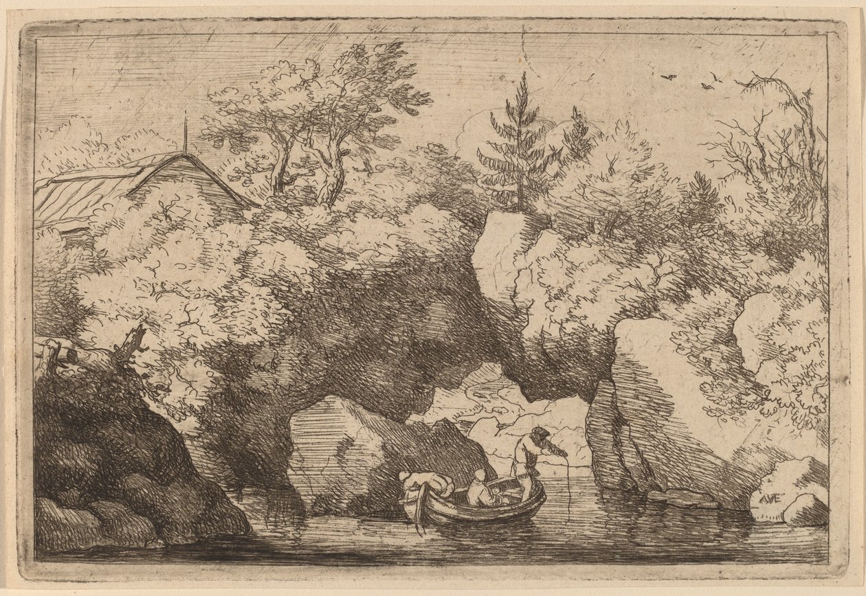 Bote bajo una roca hendida, probablemente c. 1645-1656 de Allart van Everdingen