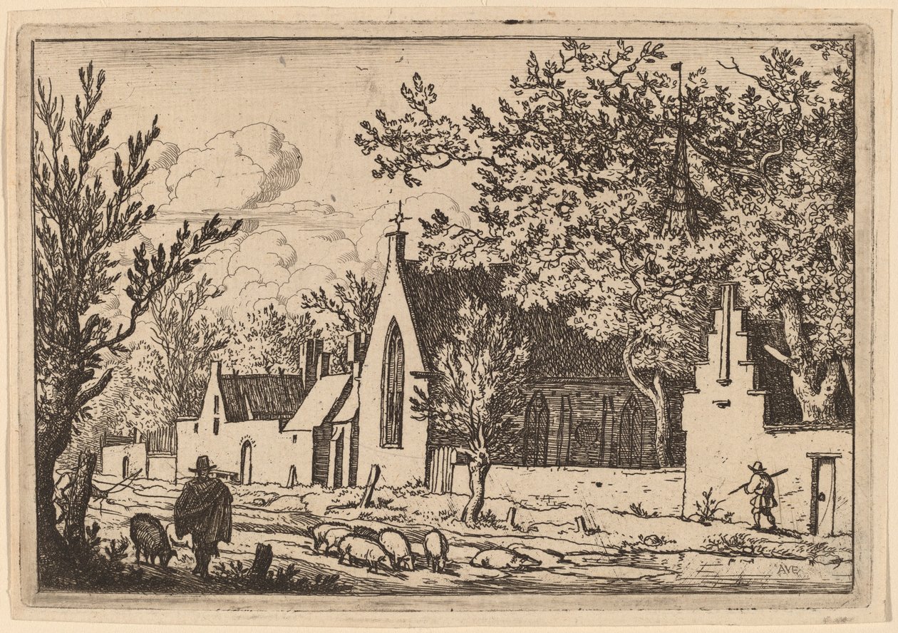 Porquero cerca de una capilla, probablemente c. 1645-1656 de Allart van Everdingen