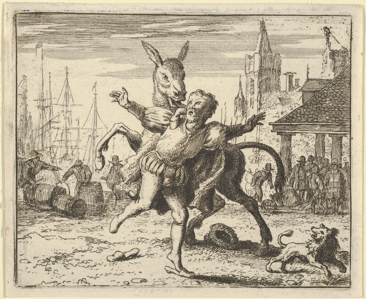 El Asno, Celoso de la Atención que el Perro Recibe de su Amo, Busca Imitar ..., 1650-75 de Allart van Everdingen