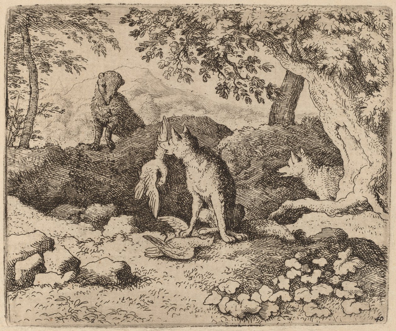 El tejón va a advertir a Reynard, probablemente c. 1645-1656 de Allart van Everdingen