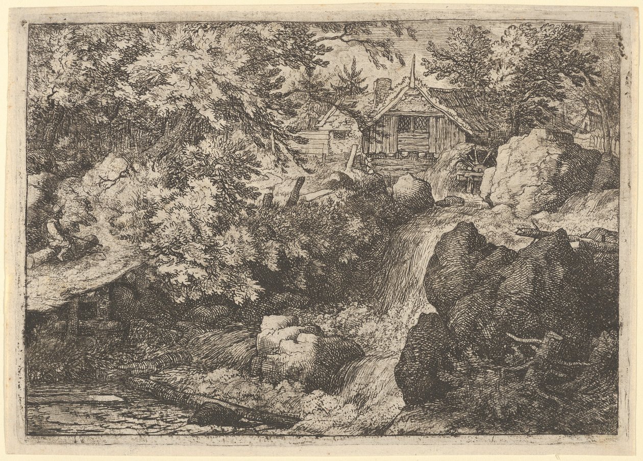 La cascada cerca del molino de agua, siglo XVII de Allart van Everdingen