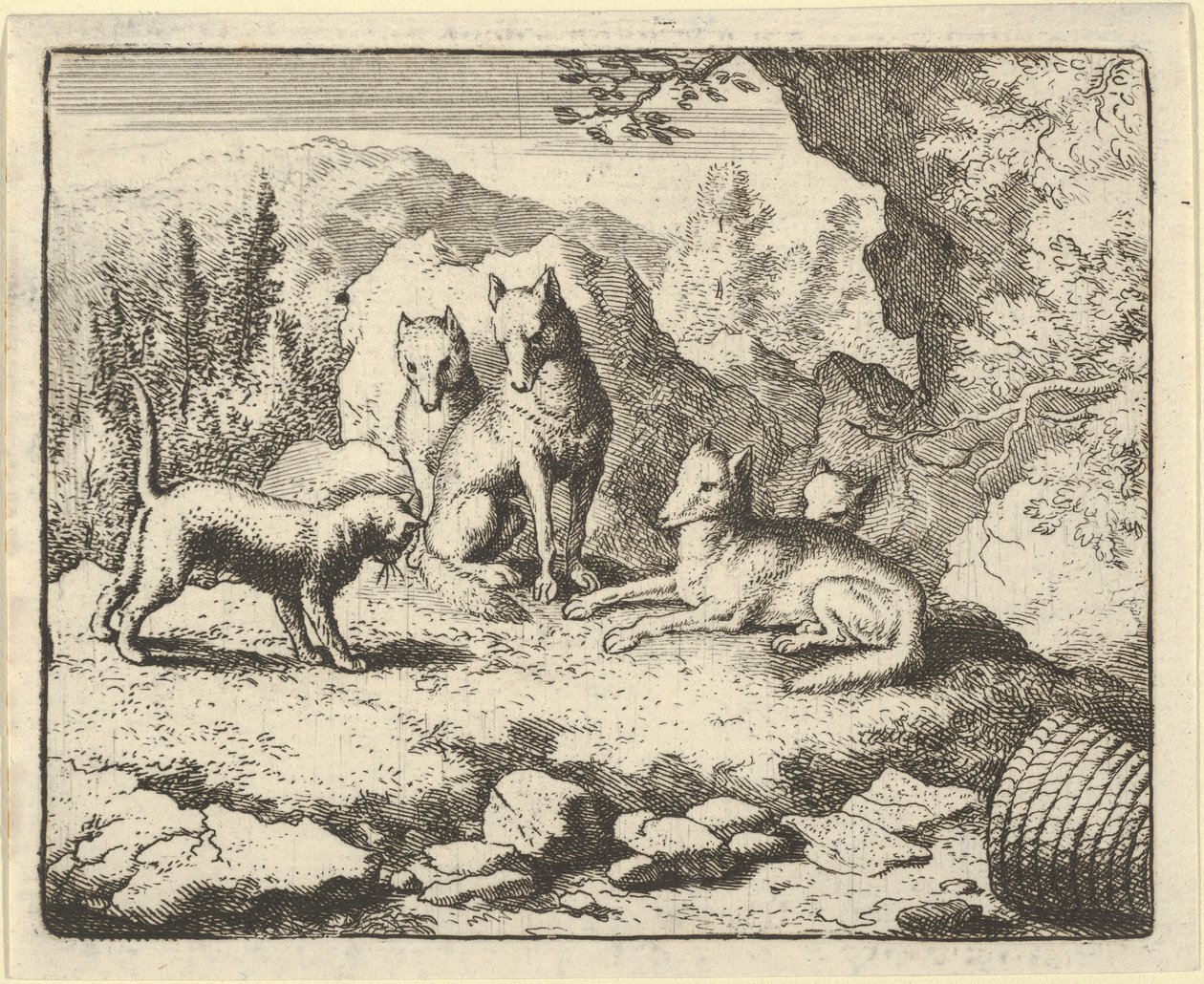 El gato llama a Renard a comparecer ante el tribunal, 1650-75 de Allart van Everdingen