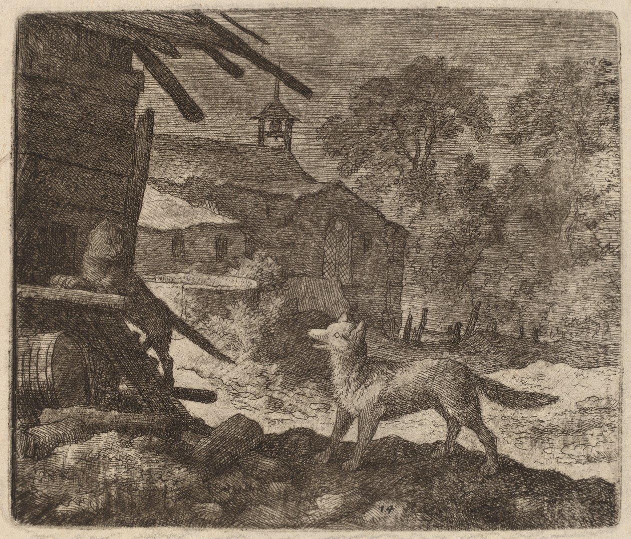 El Gato Entra en el Granero mientras Reynard Observa, probablemente c. 1645-1656 de Allart van Everdingen