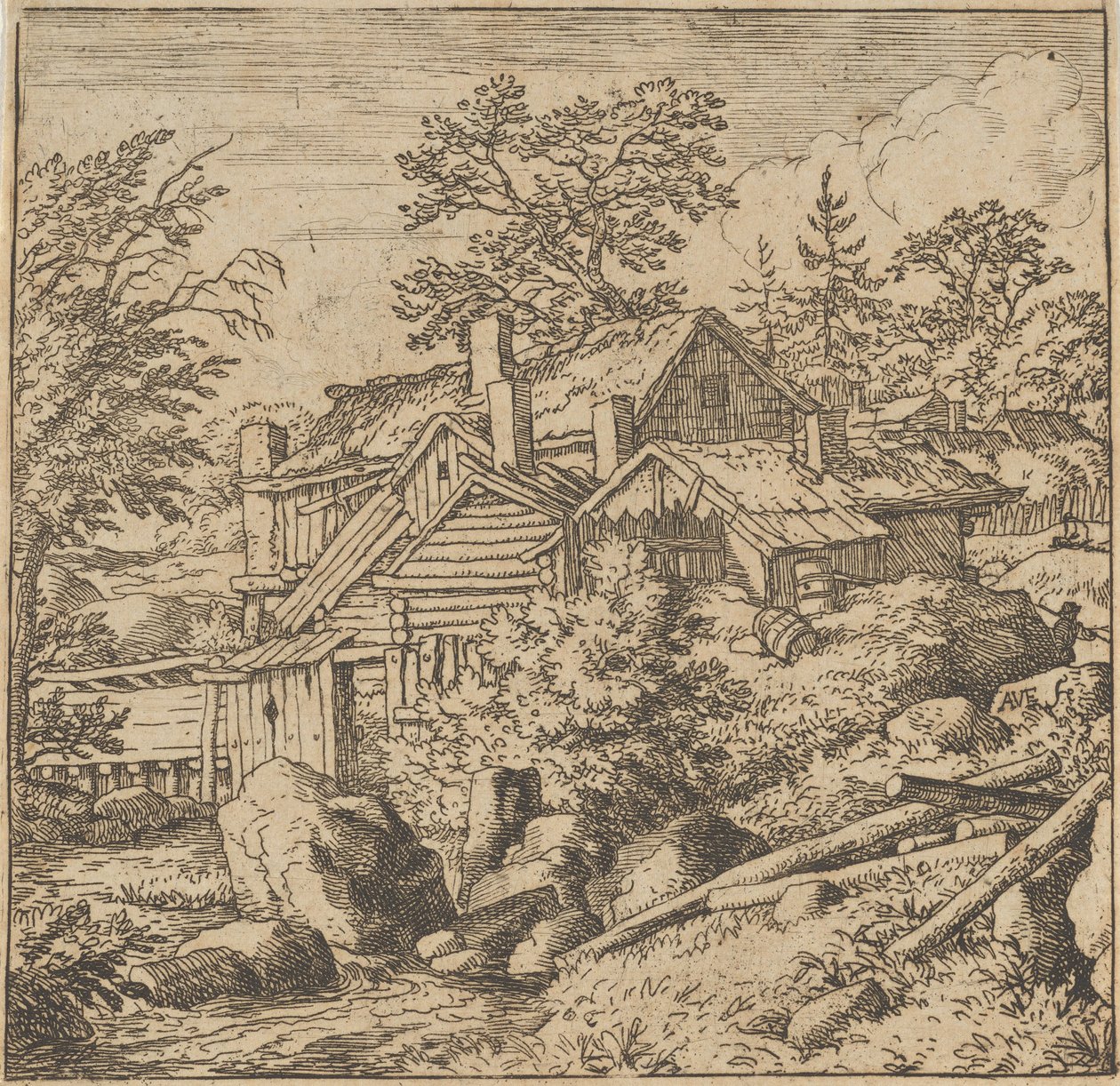 La aldea en la ladera de la montaña de Allart van Everdingen