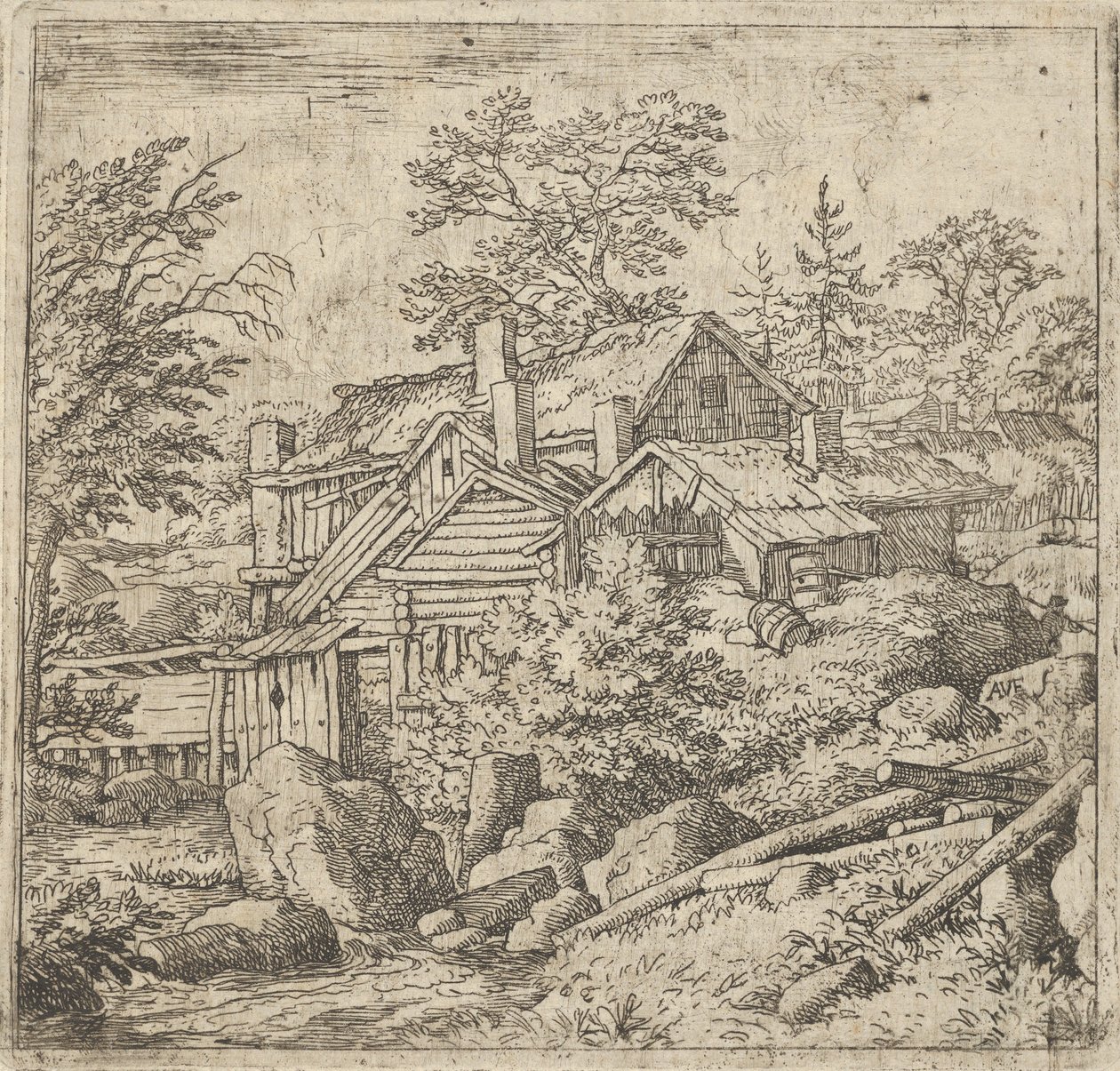 La aldea en la ladera de la montaña de Allart van Everdingen