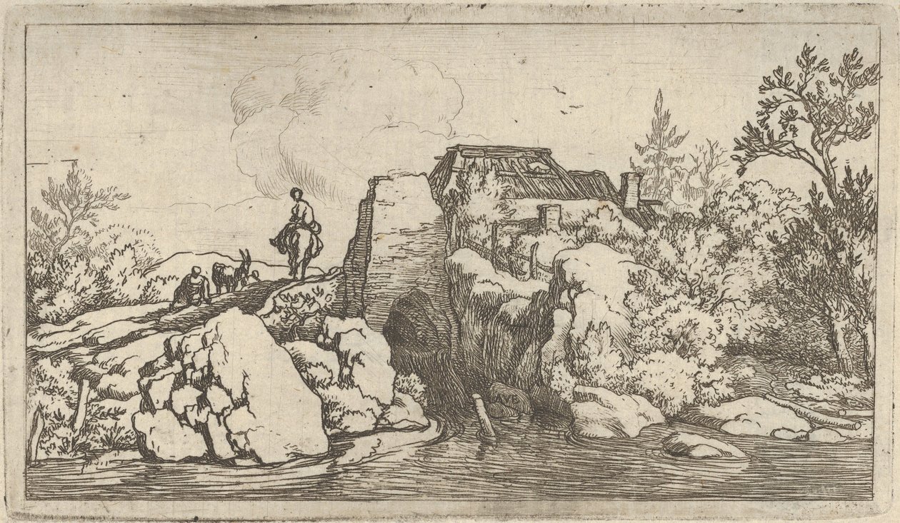 El jinete en el puente de piedra de Allart van Everdingen