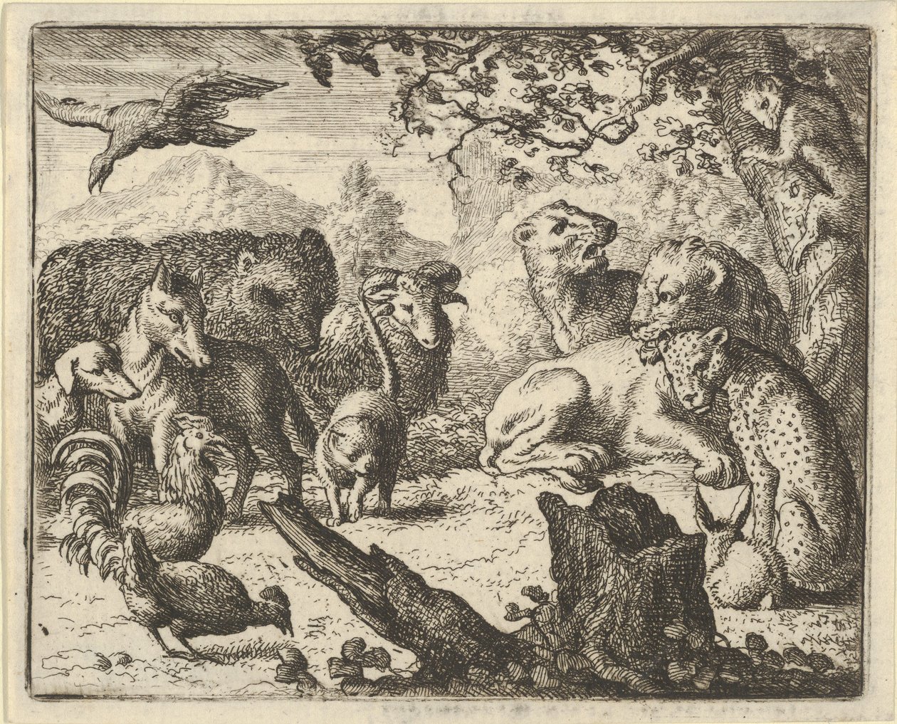 El León Anuncia una Paz Duradera a los Animales que lo Rodean, 1650-75 de Allart van Everdingen