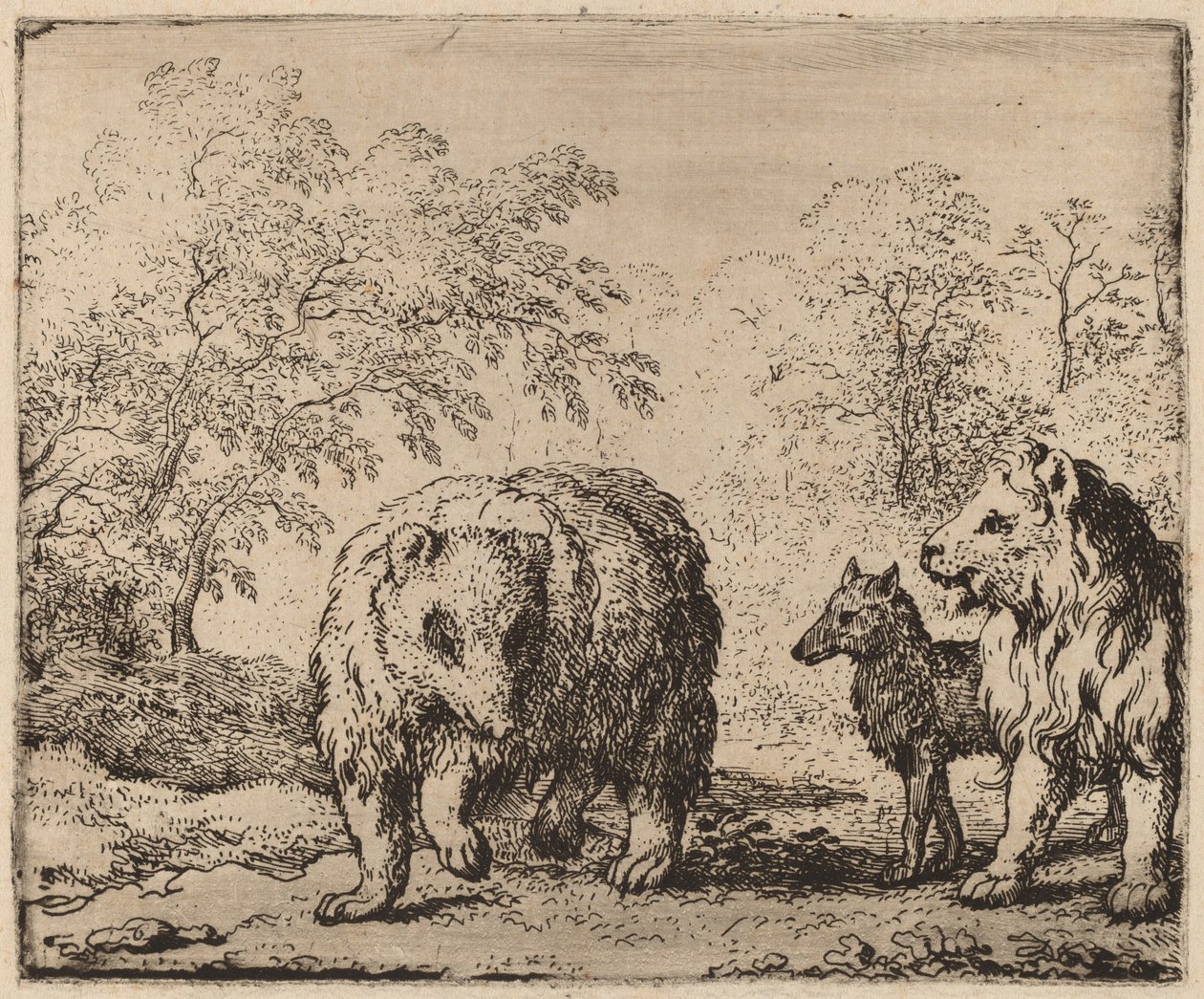 El león libera al oso y al lobo, probablemente c. 1645-1656 de Allart van Everdingen