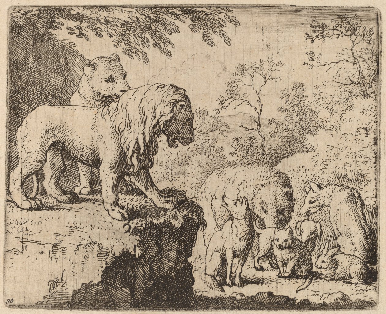 El León Perdona a Reynard ante los Otros Animales de Allart van Everdingen