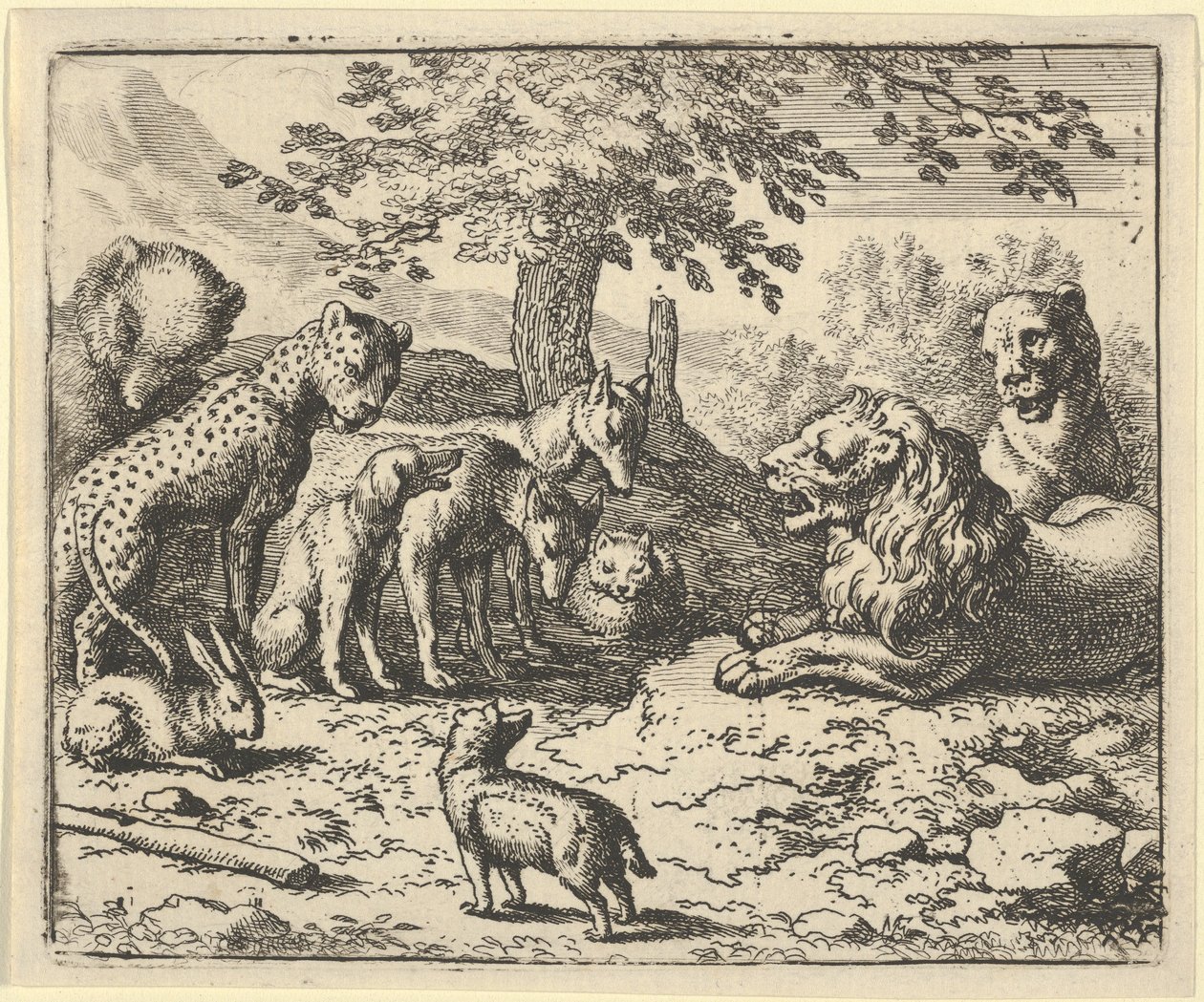 El León Toma el Consejo de los Otros Animales para el Castigo de Renard de Allart van Everdingen