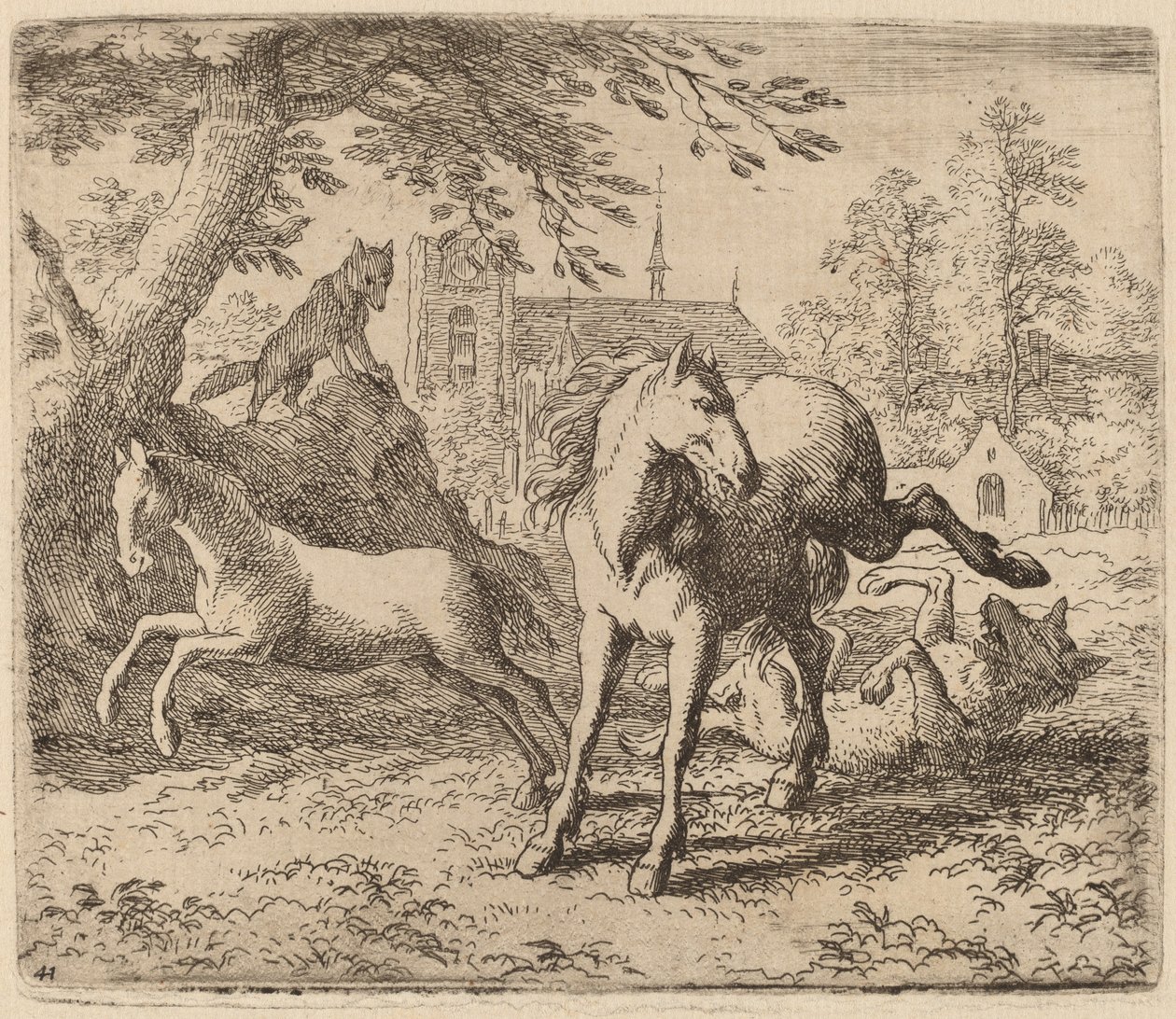 La yegua y el lobo, probablemente c. 1645-1656 de Allart van Everdingen