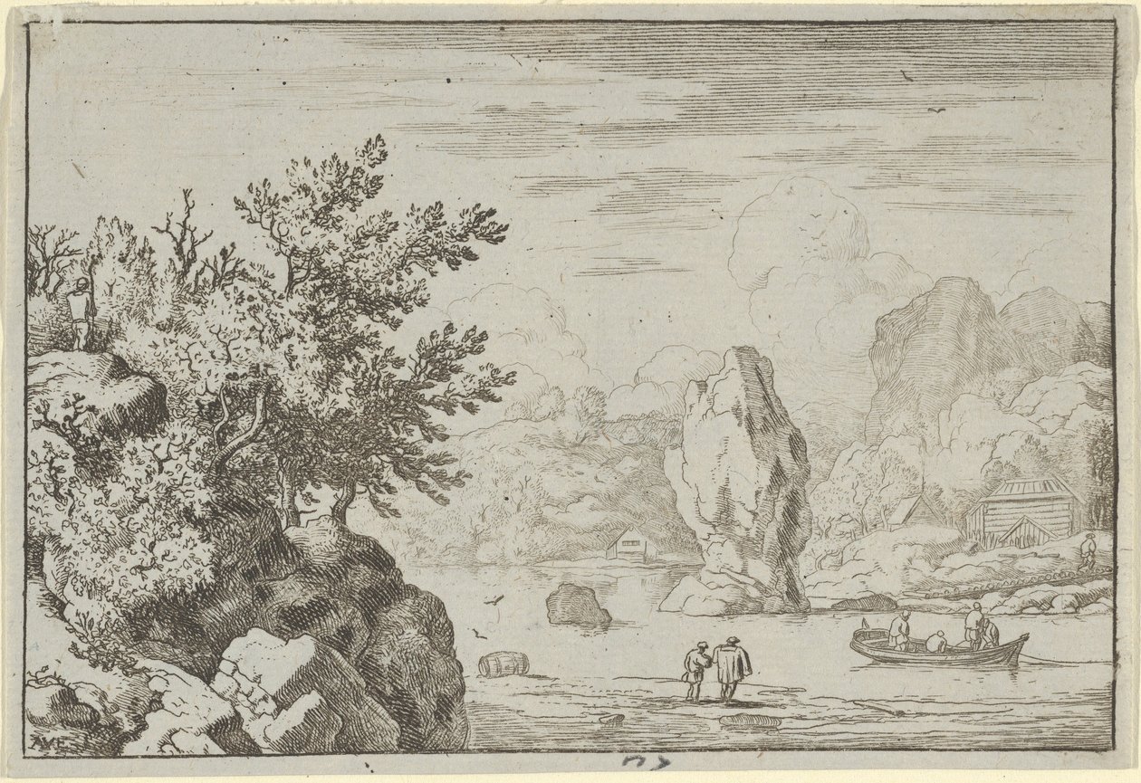 La roca en el medio del río, siglo XVII de Allart van Everdingen