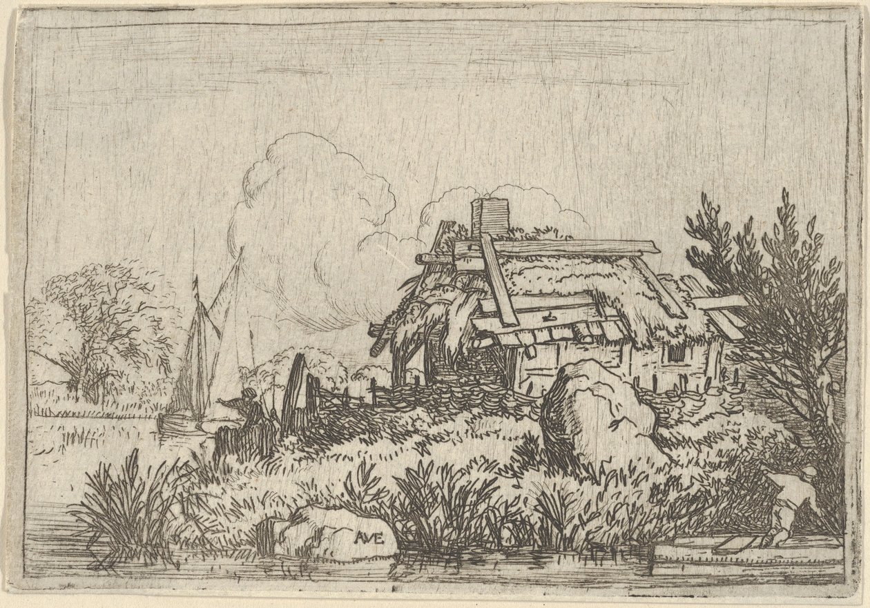La cabaña en ruinas, rodeada de agua, siglo XVII de Allart van Everdingen