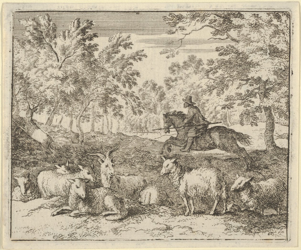 El pastor a caballo persigue al ciervo, 1650-75 de Allart van Everdingen