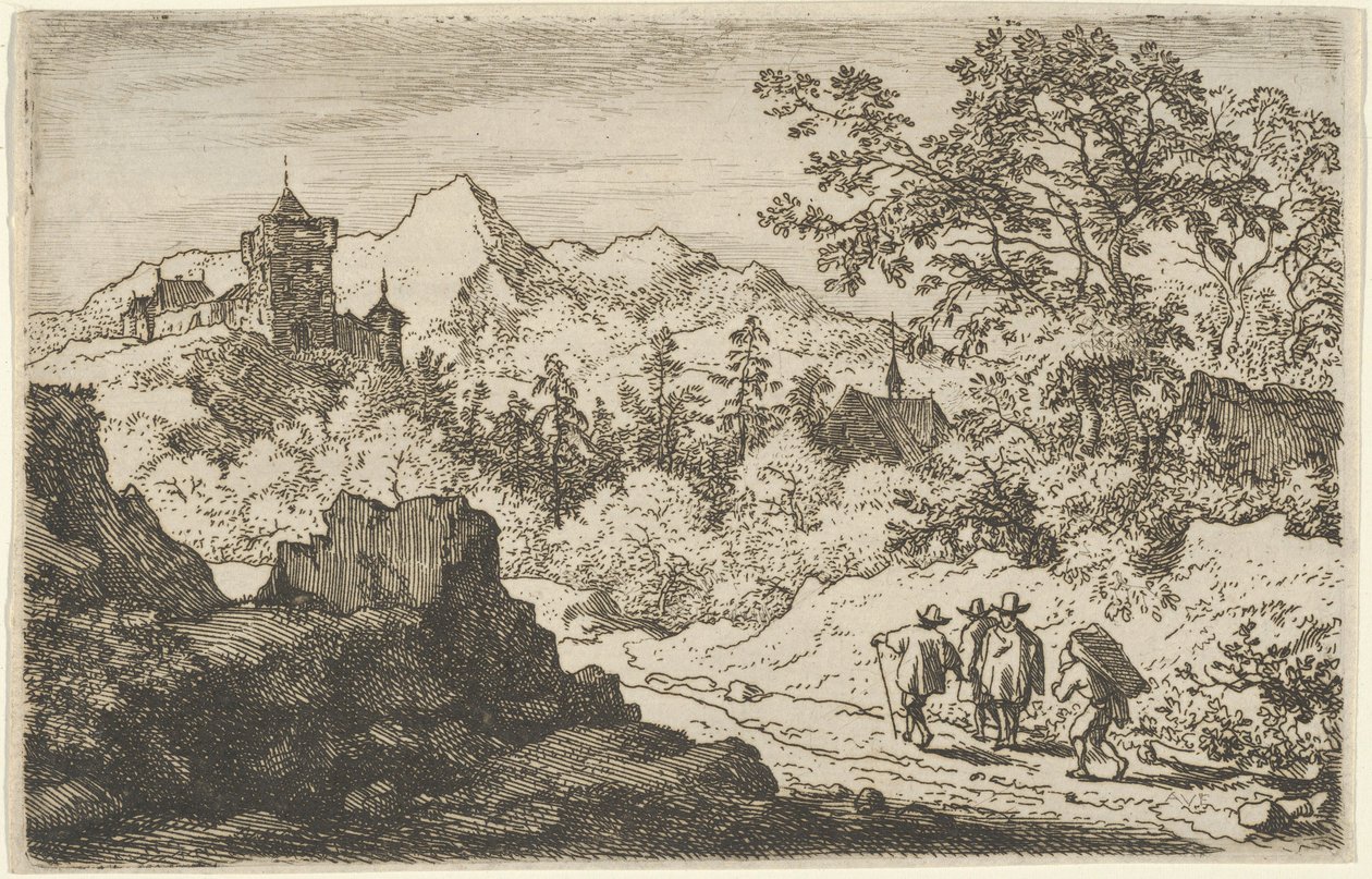 Los tres hombres y el portero, siglo XVII de Allart van Everdingen