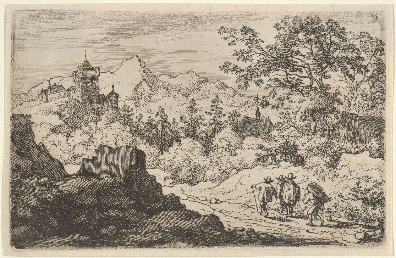 Los tres hombres y el portero, siglo XVII de Allart van Everdingen