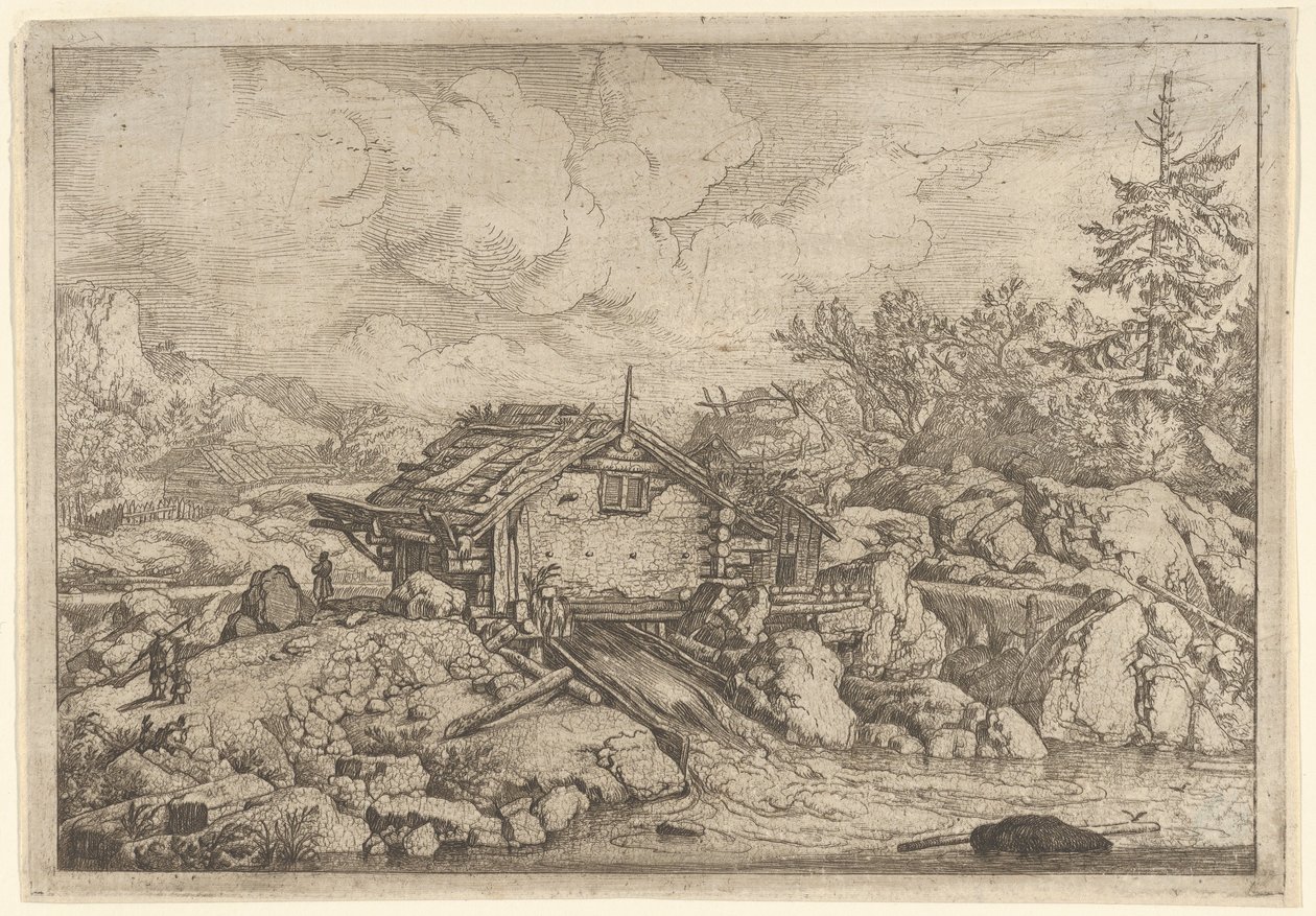 El molino de agua, siglo XVII de Allart van Everdingen