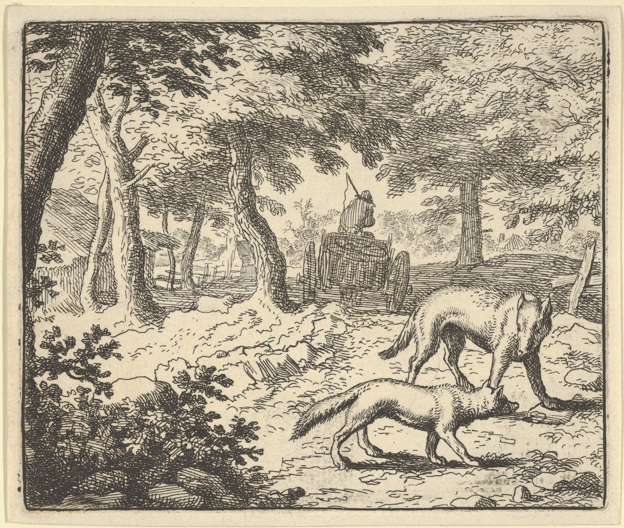 El lobo acusa a Renard de comer el pescado que robó de Allart van Everdingen