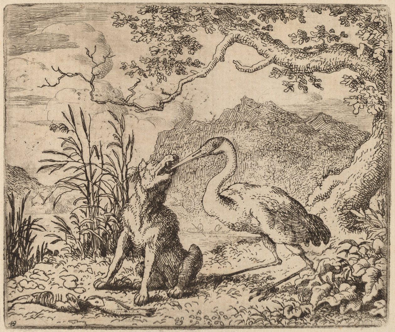 El lobo y la grulla de Allart van Everdingen