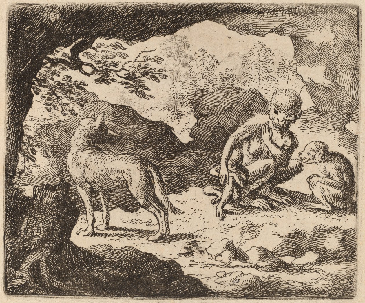 El lobo y los monos de Allart van Everdingen