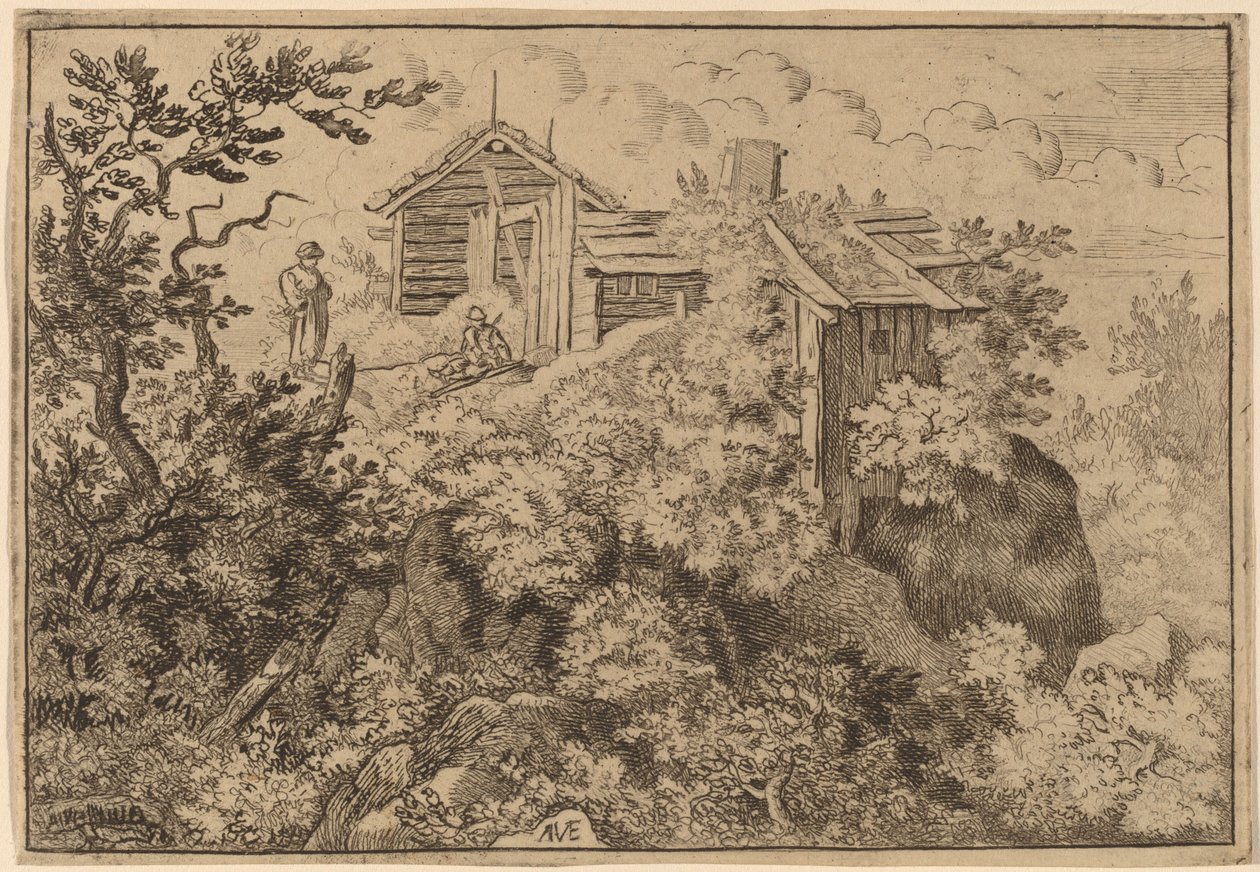 Tres Cabañas en una Roca, probablemente c. 1645-1656 de Allart van Everdingen