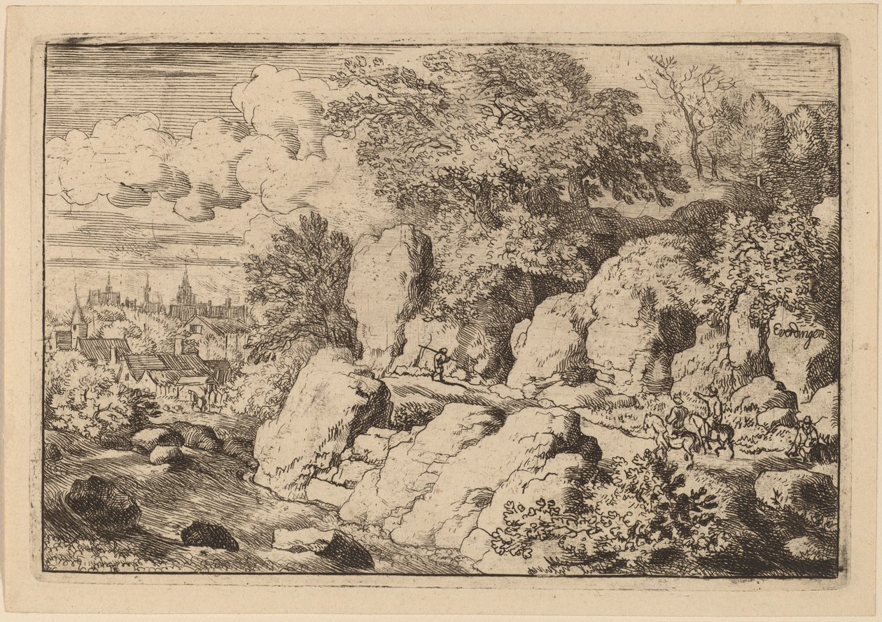 Dos jinetes en un camino rocoso, probablemente c. 1645-1656 de Allart van Everdingen