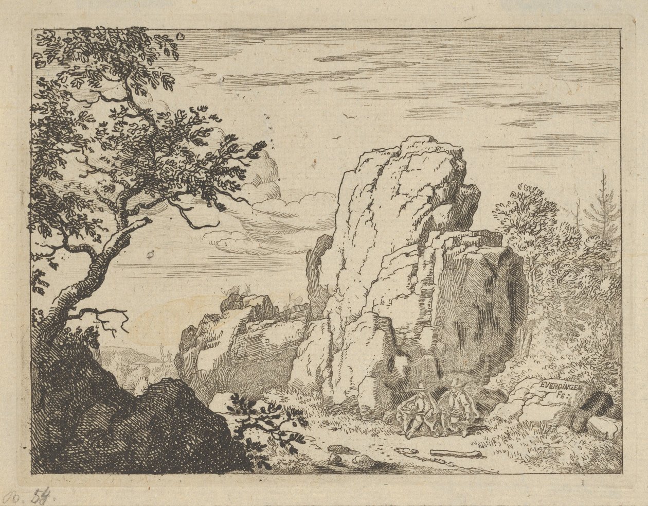 Dos Hombres Sentados al Pie de una Roca Alta, siglo XVII de Allart van Everdingen