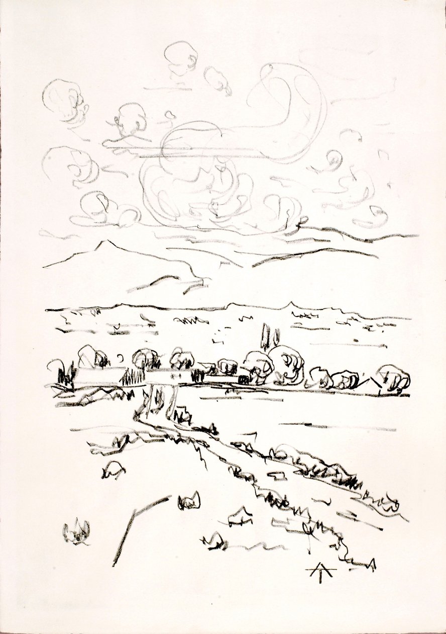 Paisaje con nubes cúmulos de Allen Tucker