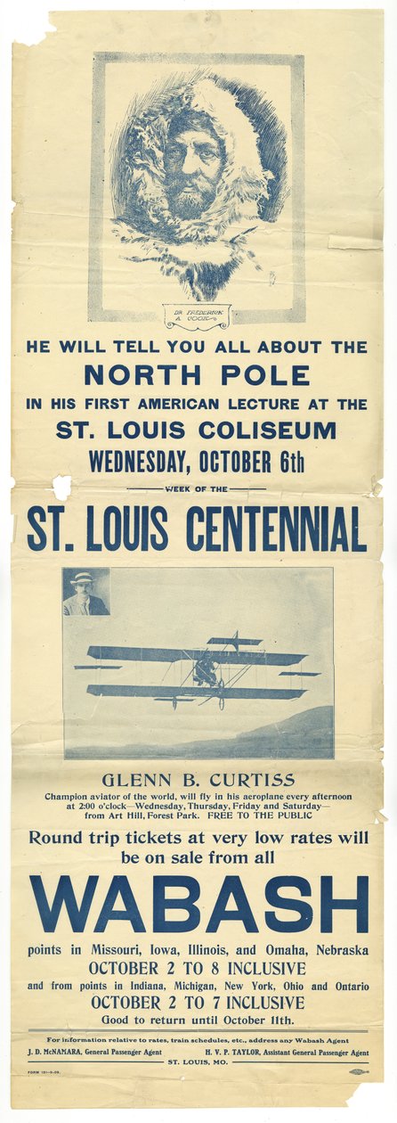 Glenn B. Curtiss volará su aeroplano desde Art Hill de Allied Printing