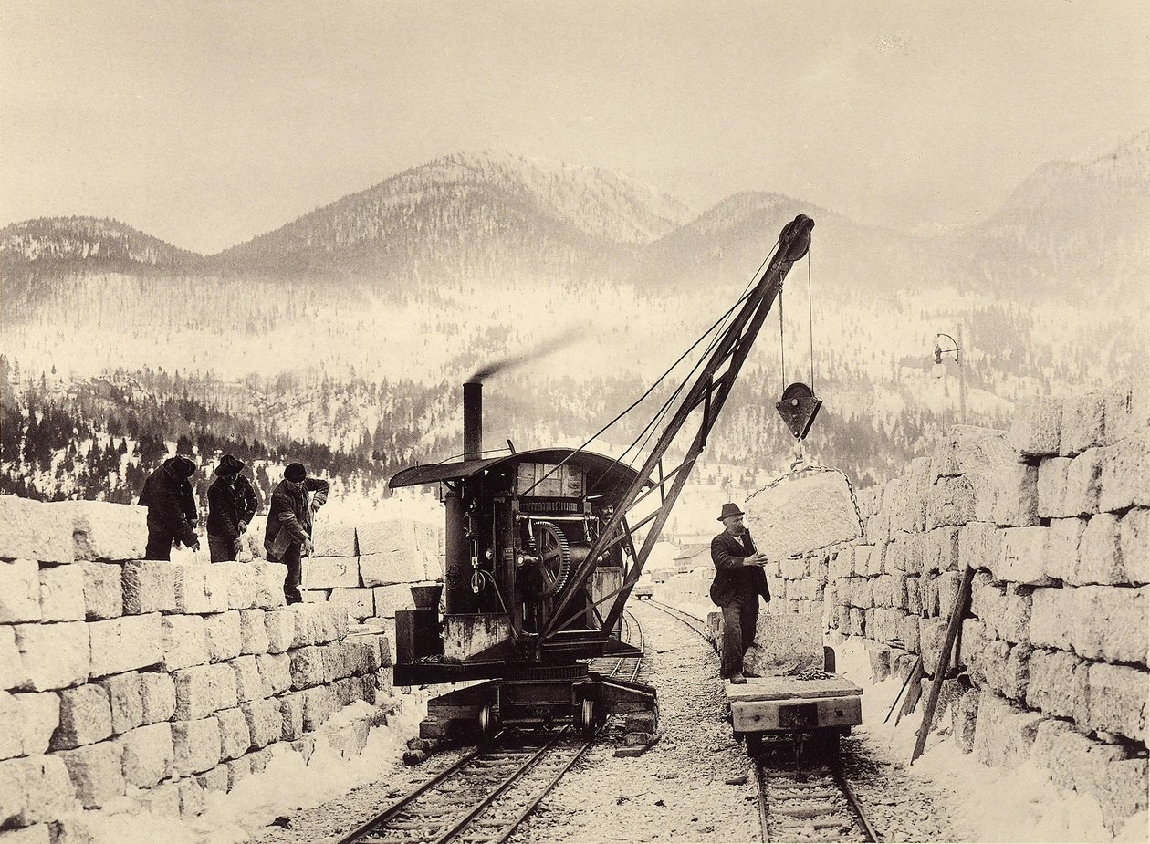 Construcción de los túneles Worcheiner, iniciada en 1897. foto 1905 (foto) de Alois Beer