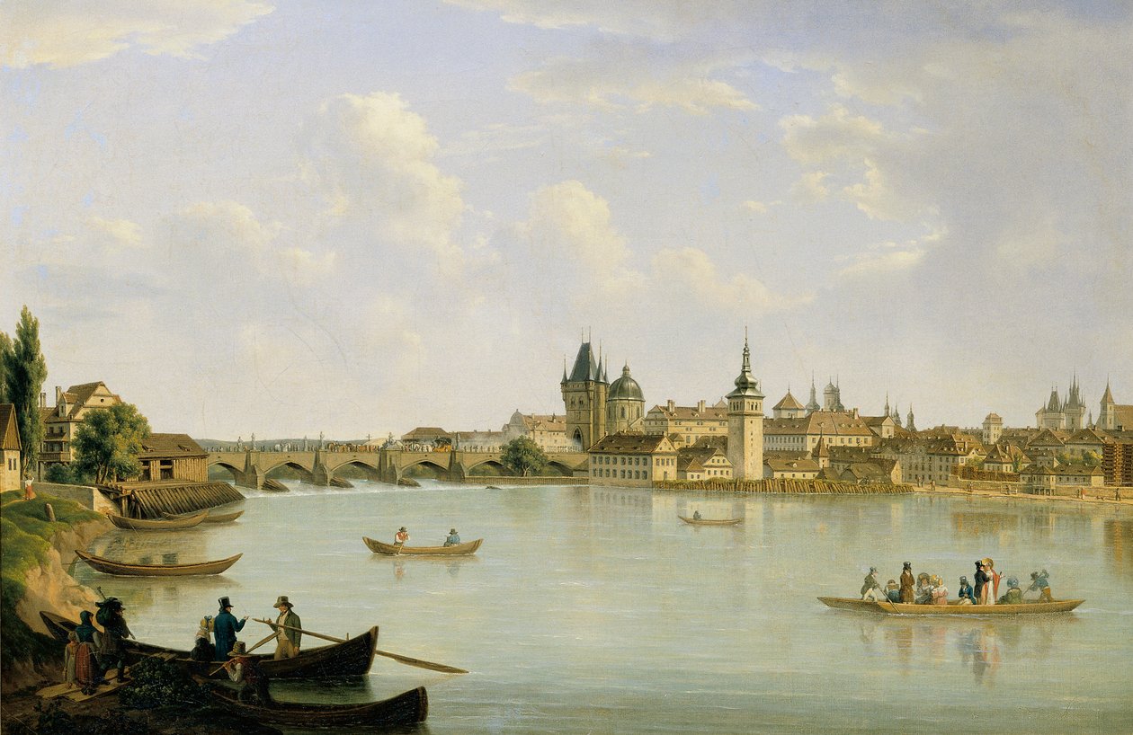 Vista de Praga con el Puente Vltava (Puente de Carlos) de Alois von Saar