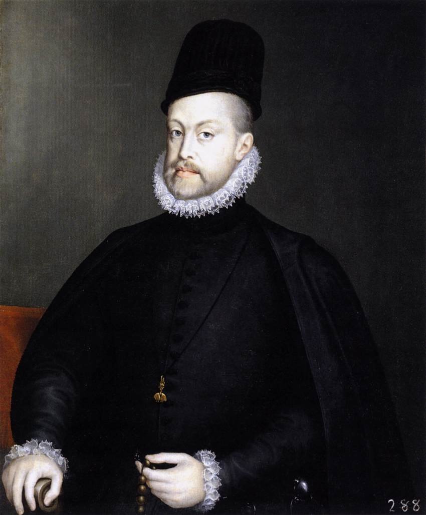 Felipe II sosteniendo un rosario de Alonso Sánchez Coello